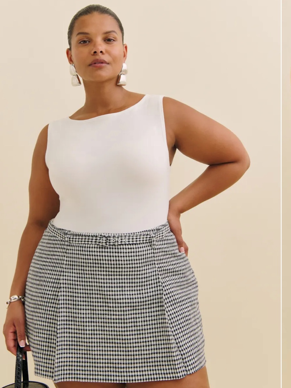 Reformation Gingham Mini Skirt - Black & White